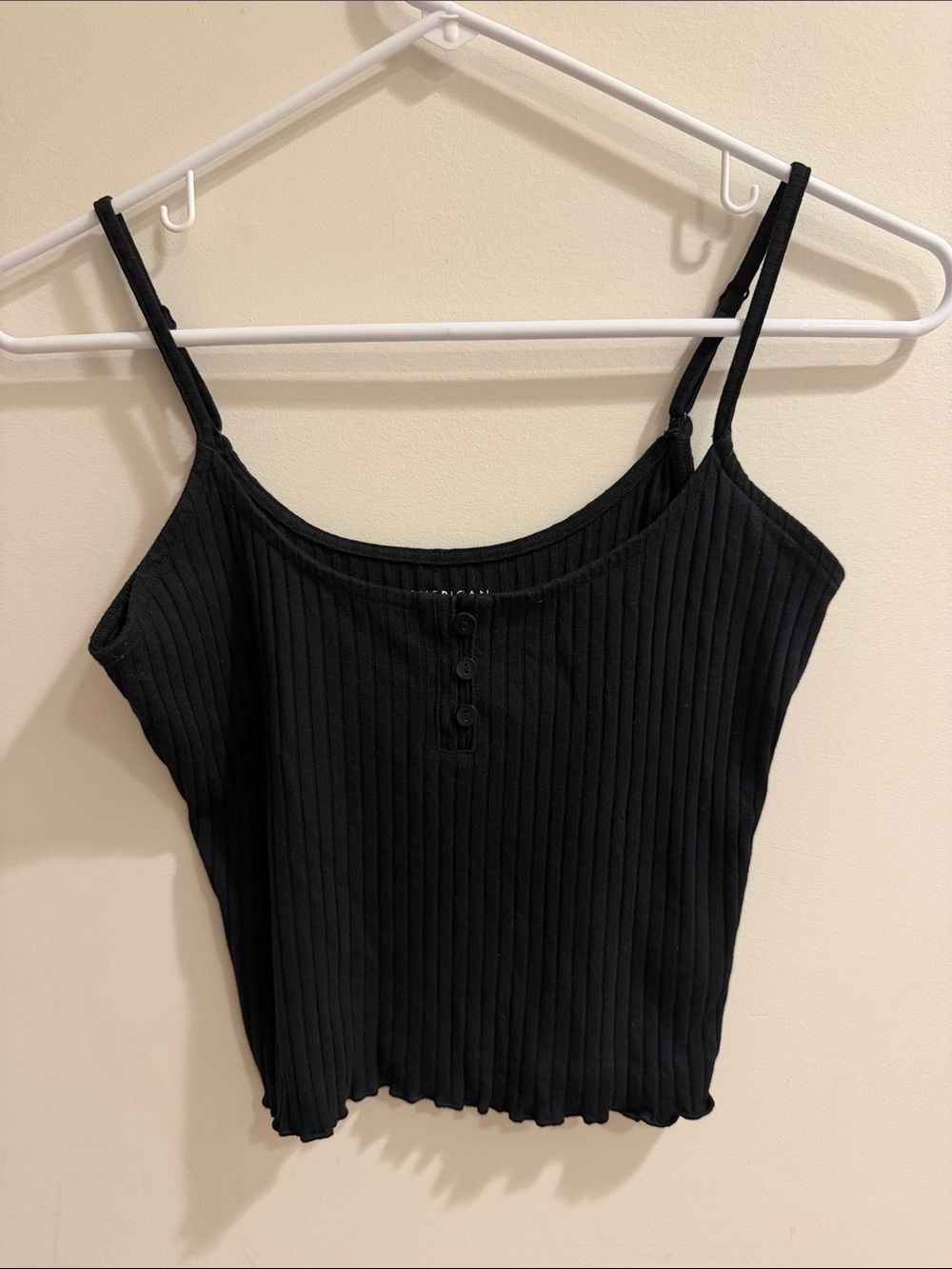 American Eagle Outfitters Black Ribbed Button Cami